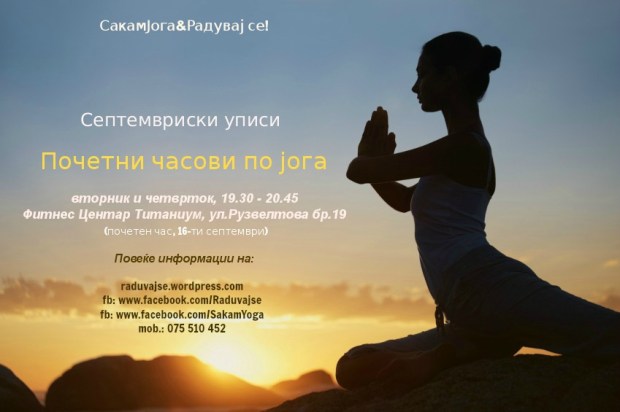 Silhouette of a beautiful meditating young woman at sunset - copyspace